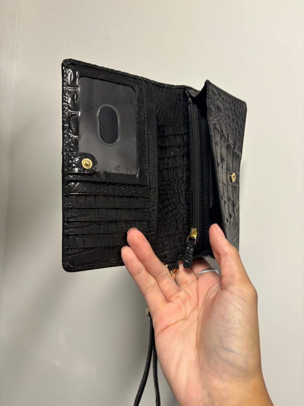 Brahmin Black Croc-Embossed Wristlet Clutch - Picture 3 of 3